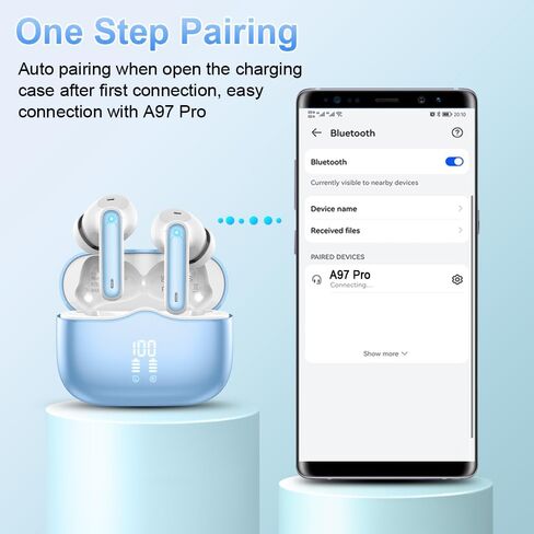 Wireless Earbuds, Bluetooth 5.3 Headphones in Ear with 4 ENC Noise Cancelling Mic, HiFi Stereo Deep Bass Wireless Earphones 40H Playtime, in-Ear Earbud Bluetooth Dual LED Display IP7 Waterproof, USB-C in Saudi Arabia