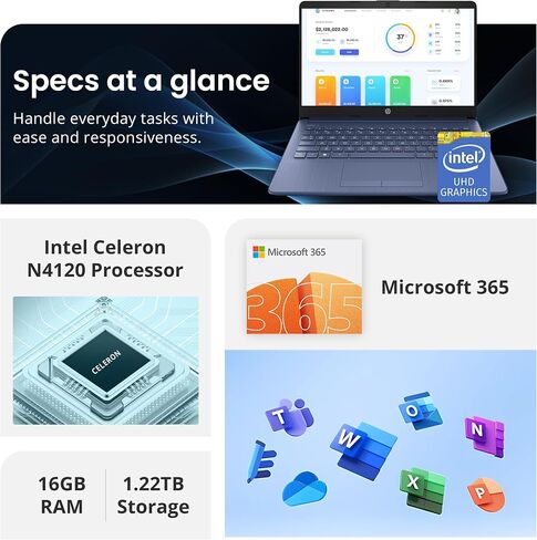HP Stream 14-Inch Laptop, Intel Celeron N4000, 4 GB RAM, 64 GB eMMC, Windows 10 Home in S Mode (14-cb159nr, Jet Black) in Saudi Arabia