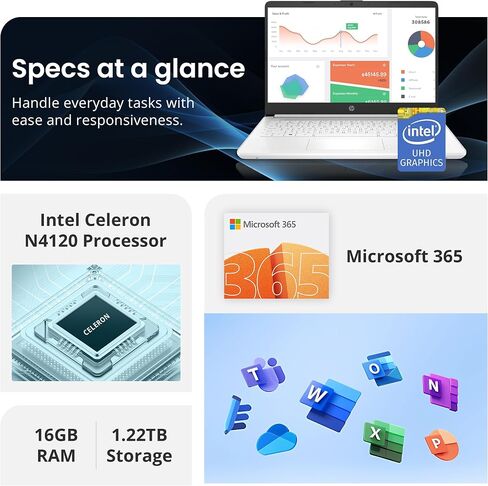 HP Stream 14-Inch Laptop, Intel Celeron N4000, 4 GB RAM, 64 GB eMMC, Windows 10 Home in S Mode (14-cb159nr, Jet Black) in Saudi Arabia