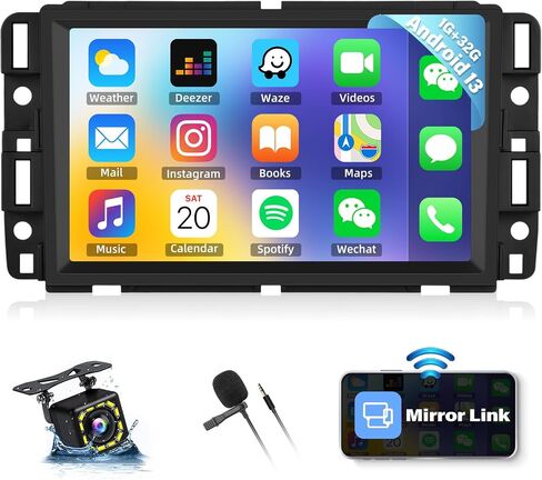 SIXWIN 1G+32G Android Car Stereo for GMC/Chevrolet/Buick/Hummer 8 بوصة شاشة تعمل باللمس شيفروليه راديو السيارة مع CarPlay Android Auto Mirror Link Bluetooth GPS Navigation WiFi HiFi FM SWC كاميرا احتياطية in Saudi Arabia