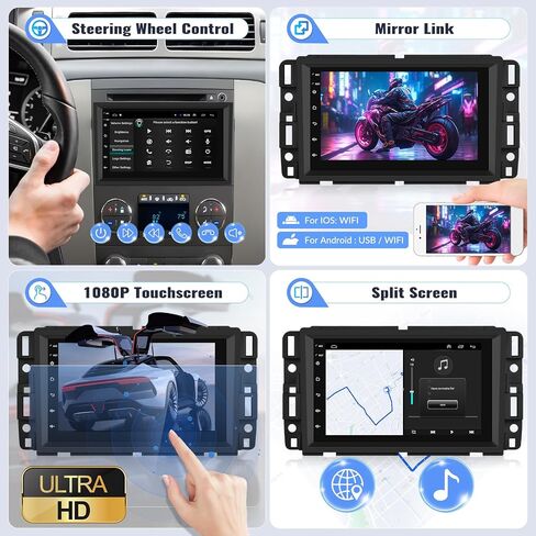 SIXWIN 1G+32G Android Car Stereo for GMC/Chevrolet/Buick/Hummer 8 بوصة شاشة تعمل باللمس شيفروليه راديو السيارة مع CarPlay Android Auto Mirror Link Bluetooth GPS Navigation WiFi HiFi FM SWC كاميرا احتياطية in Saudi Arabia