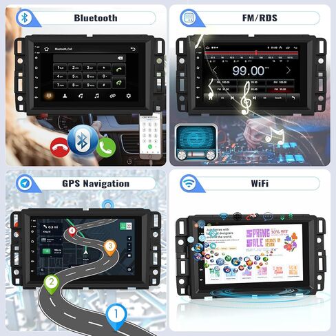 SIXWIN 1G+32G Android Car Stereo for GMC/Chevrolet/Buick/Hummer 8 بوصة شاشة تعمل باللمس شيفروليه راديو السيارة مع CarPlay Android Auto Mirror Link Bluetooth GPS Navigation WiFi HiFi FM SWC كاميرا احتياطية in Saudi Arabia