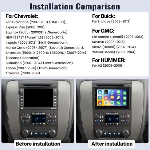 SIXWIN 1G+32G Android Car Stereo for GMC/Chevrolet/Buick/Hummer 8 بوصة شاشة تعمل باللمس شيفروليه راديو السيارة مع CarPlay Android Auto Mirror Link Bluetooth GPS Navigation WiFi HiFi FM SWC كاميرا احتياطية in Saudi Arabia