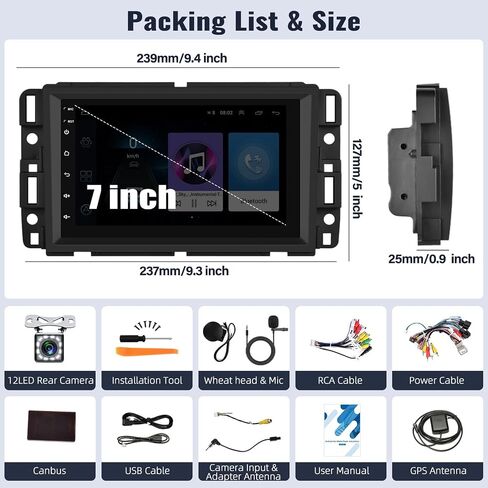 SIXWIN 1G+32G Android Car Stereo for GMC/Chevrolet/Buick/Hummer 8 بوصة شاشة تعمل باللمس شيفروليه راديو السيارة مع CarPlay Android Auto Mirror Link Bluetooth GPS Navigation WiFi HiFi FM SWC كاميرا احتياطية in Saudi Arabia