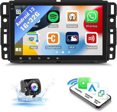 SIXWIN 1G+32G Android Car Stereo for GMC/Chevrolet/Buick/Hummer 8 Inch Touch Screen Chevrolet Car Radio with CarPlay Android Auto Mirror Link Bluetooth GPS Navigation WiFi HiFi FM SWC Backup Camera in Saudi Arabia