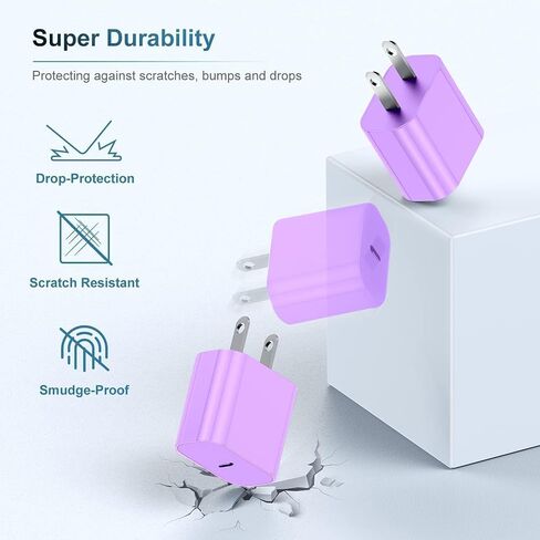 iPhone 15 16 Charger, 20W USB C Fast Charging Block and 6ft Type C to C Cable Cord Long for Apple iPhone 15 Plus/15 Pro Max/16 Pro,iPad Pro 12.9 inch/4/3 Gen, iPad Wall Plug Power Adapter Cube Brick in Kuwait