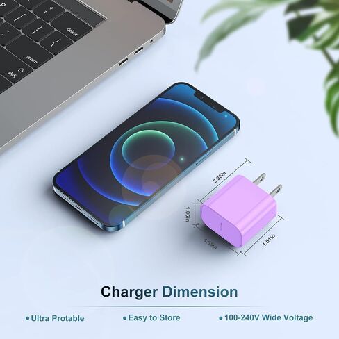 iPhone 15 16 Charger, 20W USB C Fast Charging Block and 6ft Type C to C Cable Cord Long for Apple iPhone 15 Plus/15 Pro Max/16 Pro,iPad Pro 12.9 inch/4/3 Gen, iPad Wall Plug Power Adapter Cube Brick in Kuwait