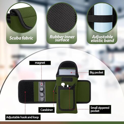 Yungyan Magnetic Gym Bag Magnetic Water Bottle Pouch Sleeve Water Bottle Holder Gym Accessories Water Bottle Sleeve with Pocket for Key Cell Phones Card Headphone Wallet Storage (Army Green,Classic) in Saudi Arabia