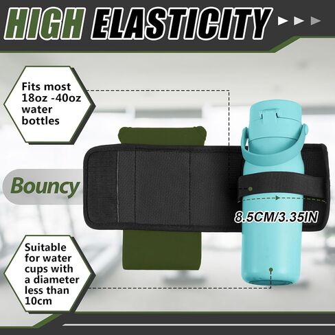 Yungyan Magnetic Gym Bag Magnetic Water Bottle Pouch Sleeve Water Bottle Holder Gym Accessories Water Bottle Sleeve with Pocket for Key Cell Phones Card Headphone Wallet Storage (Army Green,Classic) in Saudi Arabia