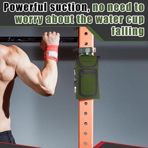 Yungyan Magnetic Gym Bag Magnetic Water Bottle Pouch Sleeve Water Bottle Holder Gym Accessories Water Bottle Sleeve with Pocket for Key Cell Phones Card Headphone Wallet Storage (Army Green,Classic) in Saudi Arabia