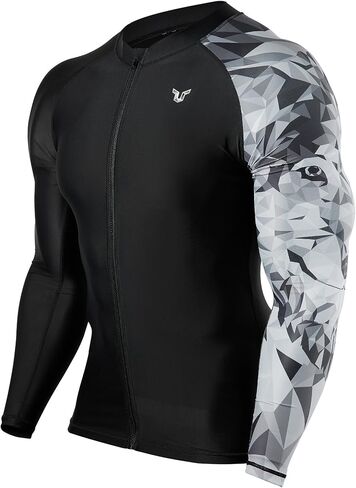 ADOREISM Men's Quick Dry UPF 50+ Sun Protection Long Sleeve Zip Rash Guard in Kuwait