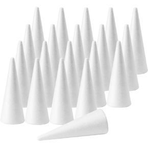 Craft Foam Cones 20-Pack (2.5X5.9in), White Polystyrene Cone Shaped Foam, Foam Tree Cones, for Arts and Crafts, Christmas, School, Wedding, Birthday, DIY Home Craft Project.