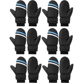 SATINIOR 6 Pairs Kids Winter Snow Mittens Waterproof Warm Ski Gloves Unisex Gloves for Cold Weather Children