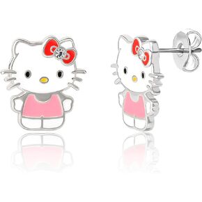 Sanrio Hello Kitty Girls Front Back Stud Earrings - Enamel Hello Kitty Earrings Officially Licensed