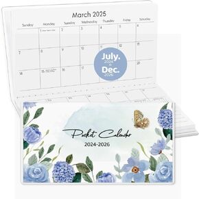 Pocket Calendar 2024, Small Pocket Planner 2024-2025 for Purse - 3.5"×6.5" - From March 2024- December 2025, Daily Monthly PVC Agenda for Planning