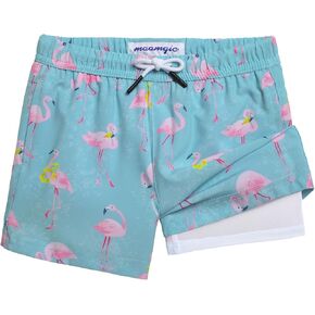 maamgic Boys Swim Trunks with Compression Liner Toddler Boys Stretch Swim Shorts Quick Dry 2 in 1 Beach Shorts