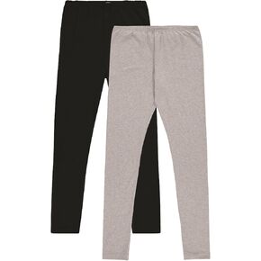 Toddler and Big Girls Leggings, Black Cotton Spandex Stretch Pants - Kids Dance Clothing, Yoga and Ballet Tights, 5-Pack
