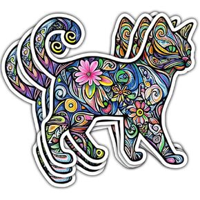 (3Pcs) Dean Russo Cat Funky Colors Glow Vinyl Bumper Decal Sticker, Dean Russo Sticker, Cat Bumper Stickers, Color Cat Decal- Stickers for Laptop Water Bottle Phone Car Window Helmet 3" (DR Cat 1)