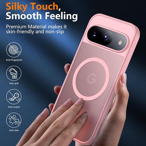 for Google Pixel 8A Case, Compatible with Magsafe, [Military Drop Protection] [Anti-Fingerprint] Slim Translucent Matte Back Durable Phone Case,Black in Kuwait