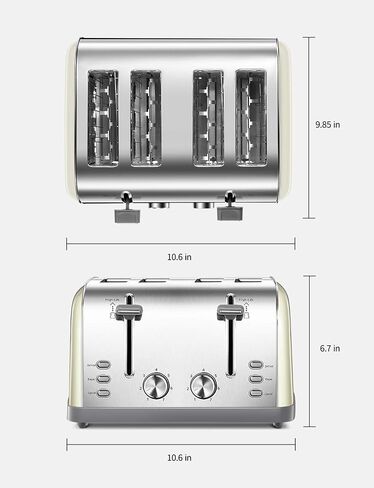 2 Slice Toaster, Retro Bagel Toaster Toaster with 7 Bread Shade Settings, 2 Extra Wide Slots, Defrost/Bagel/Cancel Function, Removable Crumb Tray, Stainless Steel Toaster by Yabano, Silver in Saudi Arabia