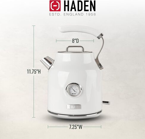 غلاية كهربائية Haden Dorset من الفولاذ المقاوم للصدأ - غلاية شاي سعة 1.7 لتر (7 أكواب) مع إغلاق تلقائي وحماية من الغليان الجاف - المعجون in Kuwait
