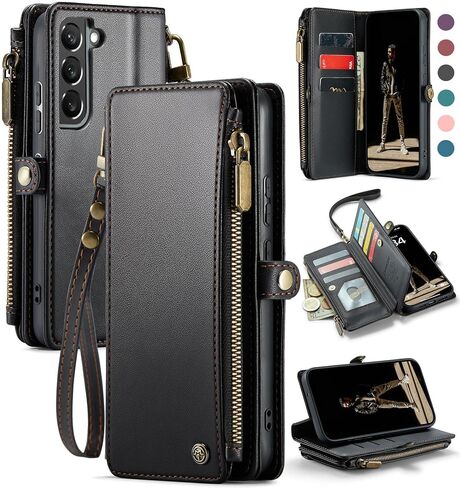 Defencase for Samsung Galaxy S21 FE Wallet Case with Card Holder, Wine Red in Saudi Arabia