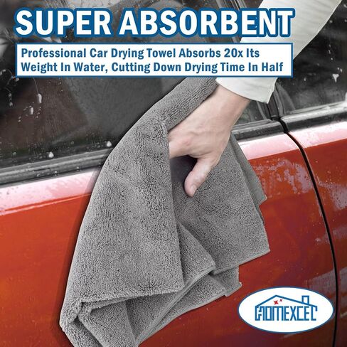 HOMEXCEL Professional Large Microfiber Car Drying Towels 2 Pack, Lint Free, Scratch Free, Highly Absorbent Drying Towel for Cars, SUVs, RVs, Trucks, and Boats,31" x 24",Grey in Kuwait