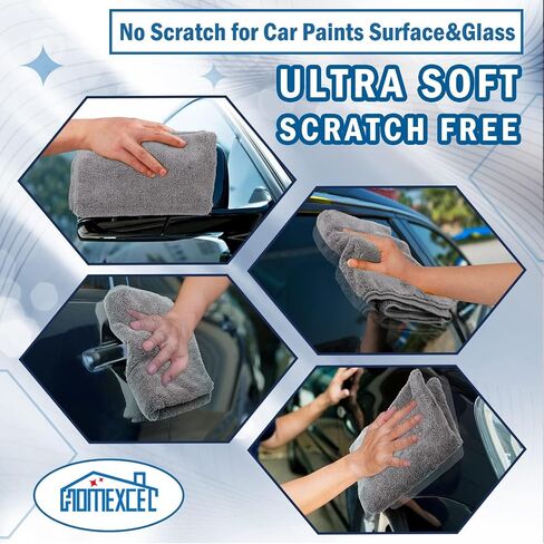 HOMEXCEL Professional Large Microfiber Car Drying Towels 2 Pack, Lint Free, Scratch Free, Highly Absorbent Drying Towel for Cars, SUVs, RVs, Trucks, and Boats,31" x 24",Grey in Kuwait