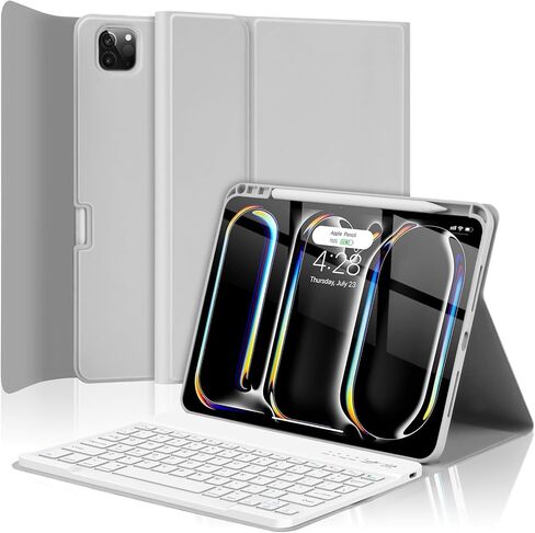 TQQ for iPad Pro 11-inch (M4) 2024 Case with Keyboard, Keyboard Case for iPad Pro 11-inch (M4), Detachable - Pencil Holder - Flip Stand Cover - Case for iPad Pro 11-inch (M4) (Black) in Kuwait