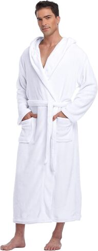 رداء حمام رجالي بغطاء للرأس من الصوف المخملي، رداء شتوي طويل دافئ وناعم، رداء سبا in Kuwait