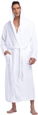 رداء حمام رجالي بغطاء للرأس من الصوف المخملي، رداء شتوي طويل دافئ وناعم، رداء سبا in Kuwait