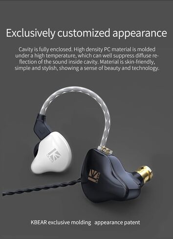 KBEAR KS1 Wired in ear Headphones, Deep Bass iem Earbuds Noise Cancelling in ear Monitors Earphones with 1DD Driver, Ear Hooks Cable for Gaming Computer, Musician Stage, Drummer (Black without Mic) in Kuwait