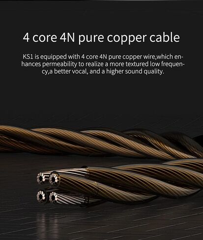 KBEAR KS1 Wired in ear Headphones, Deep Bass iem Earbuds Noise Cancelling in ear Monitors Earphones with 1DD Driver, Ear Hooks Cable for Gaming Computer, Musician Stage, Drummer (Black without Mic) in Kuwait