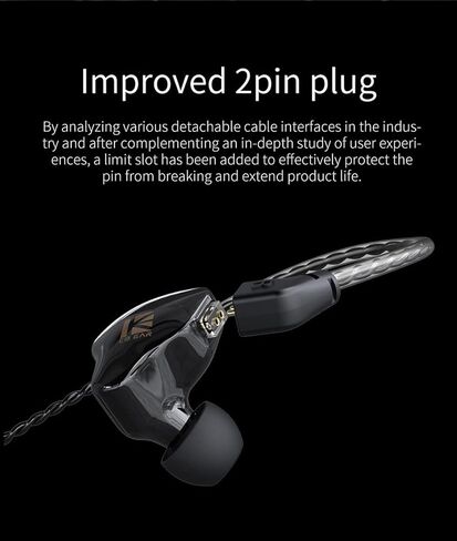 KBEAR KS1 Wired in ear Headphones, Deep Bass iem Earbuds Noise Cancelling in ear Monitors Earphones with 1DD Driver, Ear Hooks Cable for Gaming Computer, Musician Stage, Drummer (Black without Mic) in Kuwait