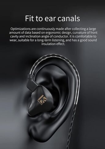 KBEAR KS1 Wired in ear Headphones, Deep Bass iem Earbuds Noise Cancelling in ear Monitors Earphones with 1DD Driver, Ear Hooks Cable for Gaming Computer, Musician Stage, Drummer (Black without Mic) in Kuwait