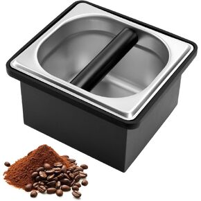 Espresso Knock Box, Stainless Steel Coffee Knock Box Large Capacity Coffee Pucks Container Espresso Machine Tool for Coffee Ground
