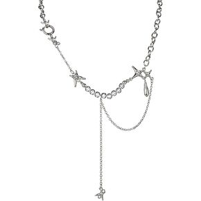 Buyongwant Irregular Star Pendant Necklace Y2k Beads Silver Metal Women's Design Collar Chain Fashion 15.75 Inch