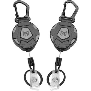 MNGARISTA 2-Pack Retractable Keychain, Heavy Duty Carabiner Badge Holder, Tactical ID Badge Reel with 31.5" Steel Retractable Cord, 8.0 oz