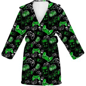 uideazone Boys Robes Kids Warm Fleece Hooded Bathrobe Soft Fuzzy Sleepwear 7-14 Years