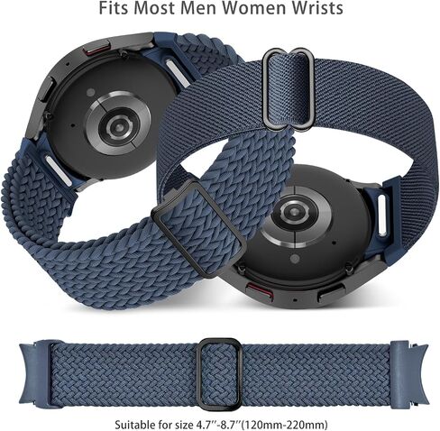 نقرة واحدة بدون فجوة من النايلون/الأشرطة المضفرة المتوافقة مع ساعة Samsung Galaxy Watch 7/6/5/4/FE 40 مم 44 مم/ ساعة 5 Pro 45 مم/ ساعة 6/4 كلاسيكية 43 مم 47 مم 42 مم 46 مم، 20 مم سوار معصم رياضي من النايلون الناعم (عبوتان) in Kuwait