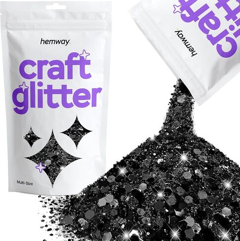 Hemway Craft Glitter - مزيج جليتر ناعم مكتنز متعدد الأحجام للفنون والحرف اليدوية وديكورات طلاء الراتنج الإيبوكسي، ومستحضرات التجميل لفن مهرجان الجسم للأظافر - فضي - 100 جم / 3.5 أونصة in Kuwait