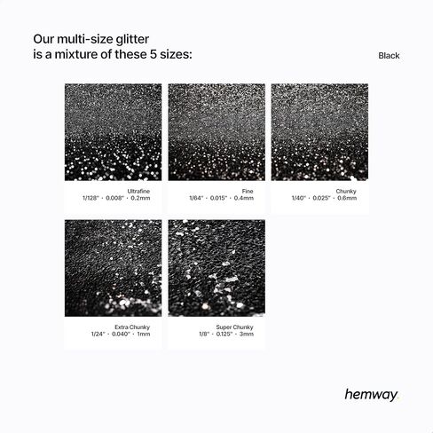 Hemway Craft Glitter - مزيج جليتر ناعم مكتنز متعدد الأحجام للفنون والحرف اليدوية وديكورات طلاء الراتنج الإيبوكسي، ومستحضرات التجميل لفن مهرجان الجسم للأظافر - فضي - 100 جم / 3.5 أونصة in Kuwait