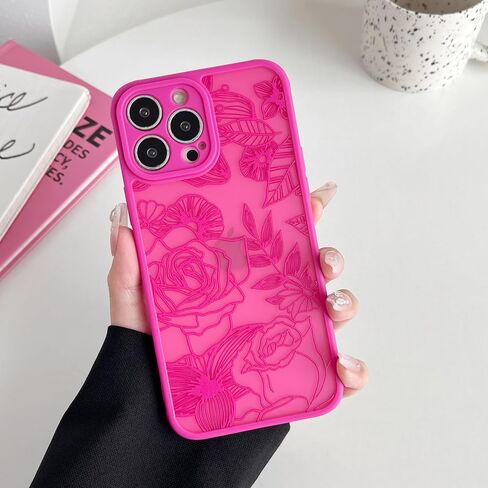 حافظة XIZYO لهاتف iPhone 16 Pro، حافظة هاتف لطيفة على شكل زهور وردية للنساء والفتيات بنمط جمالي مطبوع، حافظة نحيفة من مادة TPU حافظة واقية مضادة للصدمات لهاتف iPhone 16 Pro 6.3 بوصة، أسود in Kuwait