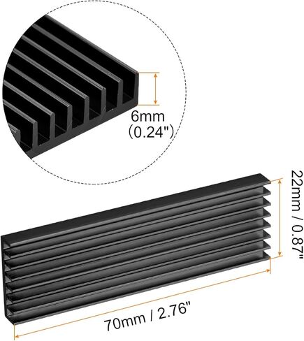 MECCANIXITY 1 Pack M.2 2280 Nvme SSD Heatsink Cooler مع وسادة حرارية من سبائك الألومنيوم بالوعة الحرارة للكمبيوتر المحمول، 70 × 22 × 3 مم، أسود in Saudi Arabia