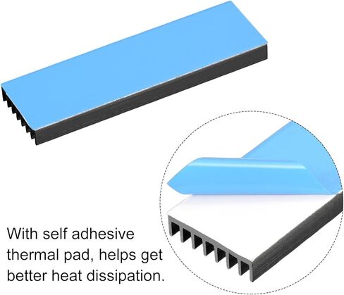 MECCANIXITY 1 Pack M.2 2280 Nvme SSD Heatsink Cooler مع وسادة حرارية من سبائك الألومنيوم بالوعة الحرارة للكمبيوتر المحمول، 70 × 22 × 3 مم، أسود in Saudi Arabia