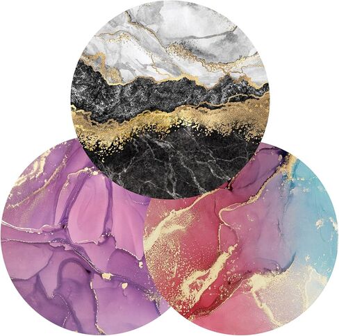 لوحة ماوس، لوحة ماوس دائرية لطيفة بتصميم، وسادات ماوس جميلة مع حافة مخيطة، بساط ماوس صغير مقاس 7.9 × 7.9 بوصة لأجهزة الكمبيوتر المحمول والكمبيوتر (عبوة من 3 قطع من ماندالا) in Kuwait