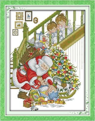 Howie's Needlepoint 14CT Pre-Printed Cross Stitch Kits,Embroidery Patterns Starter Kits,Needlepoint Kits - Christmas Cottage in Kuwait