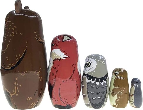 Cute Cartoon Rabbit Nesting Dolls Wooden Matryoshka Russian Doll Handmade Stacking Toy Set 5 Pieces for Kids in Kuwait