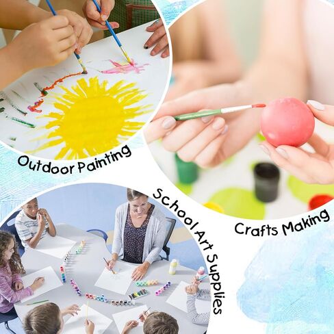 60 Pcs Paint Pot with Lid & 20 Pcs Paint Brushes, 0.3oz Empty Paint Containers with Lids, Paint Pods Cup Pots, Arts Crafts Supplies for Kids Classrooms Schools Art and Crafts Painting 10 Strips in Kuwait