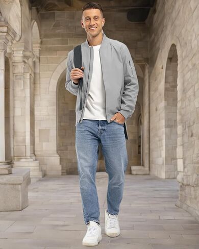 BGOWATU Men's Flight Bomber Jacket Lightweight Windbreaker Full Zip Casual Jacket in Kuwait